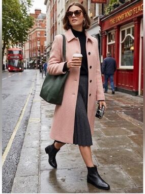 Women’s Next wool blend long coat in dusty rose